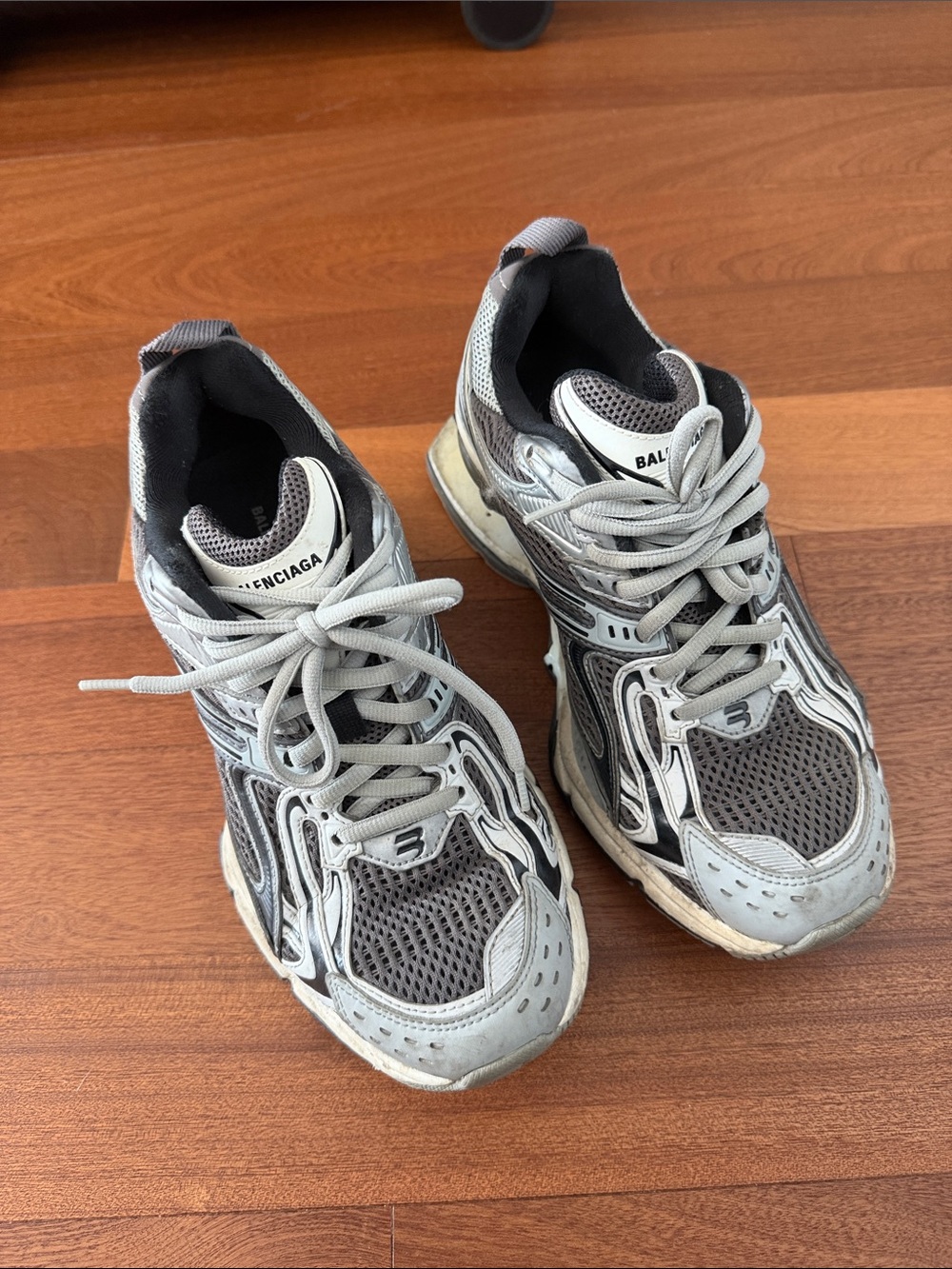 Balenciaga Grey and Black Women's Runner Sneakers